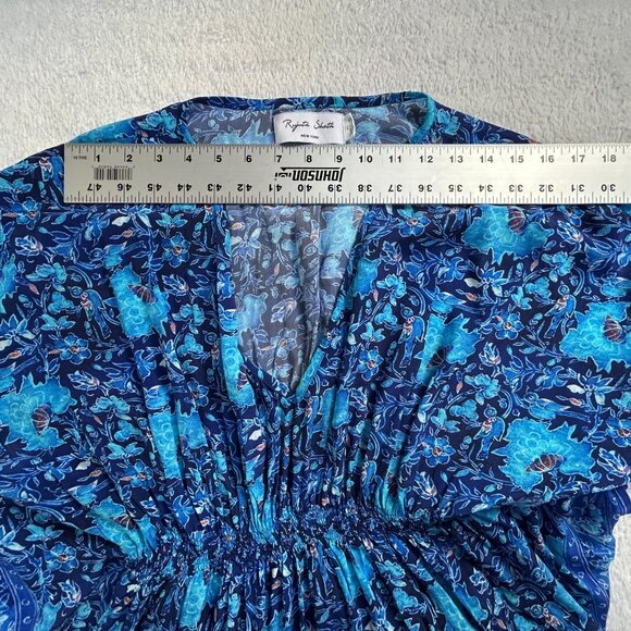 Rujuta Sheth Womens Blue Floral V-Neck Maxi Kaftan Dress M/L Pullover Casual - Picture 6 of 10